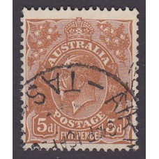 Australian    King George V    5d Brown   C of A WMK  Plate Variety 3R53..